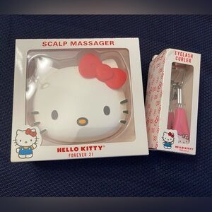Hello Kitty Scalp Massager and Eyelash Curler Set - White and Pink
